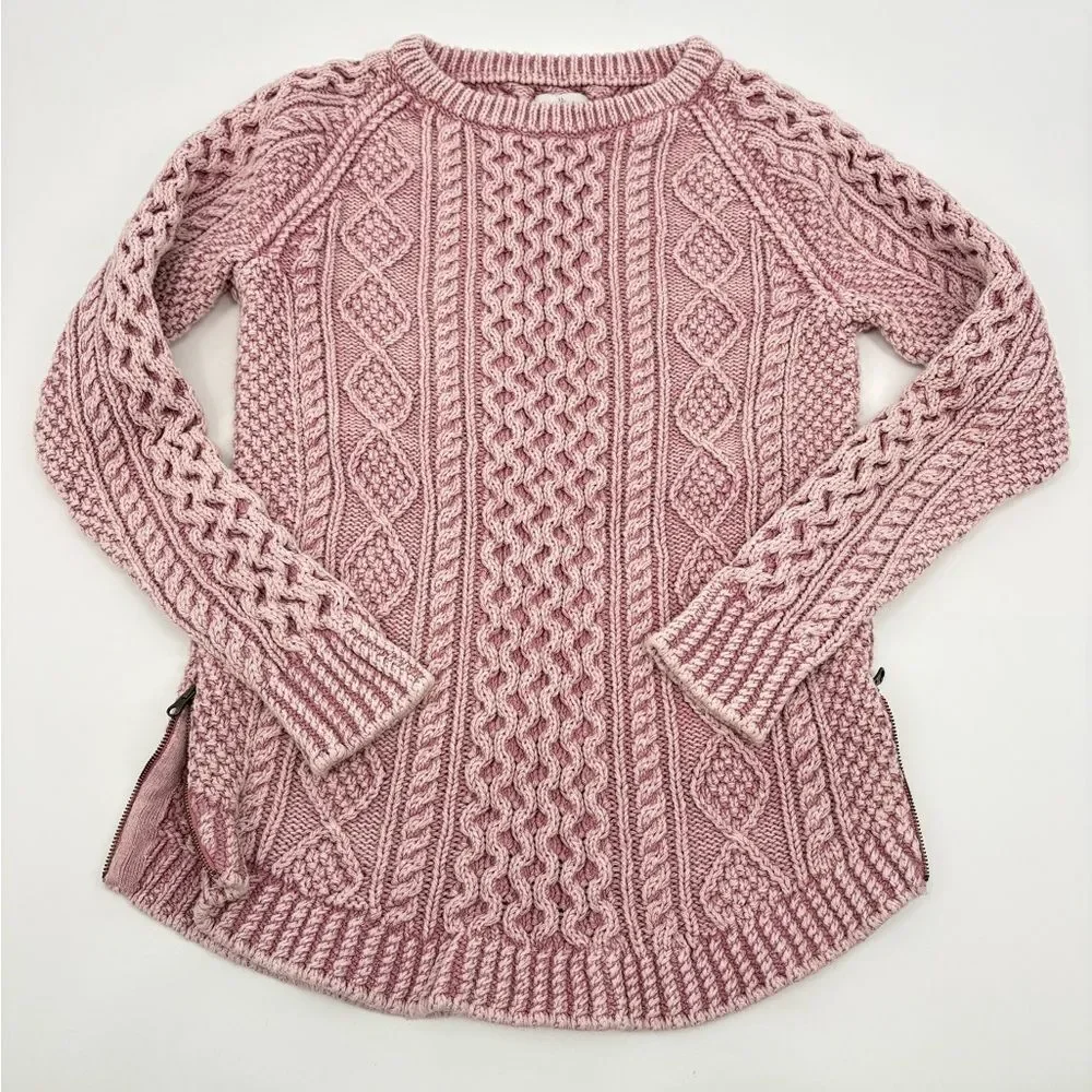 LL Bean | Pink Cable Knit Sweater | size XS